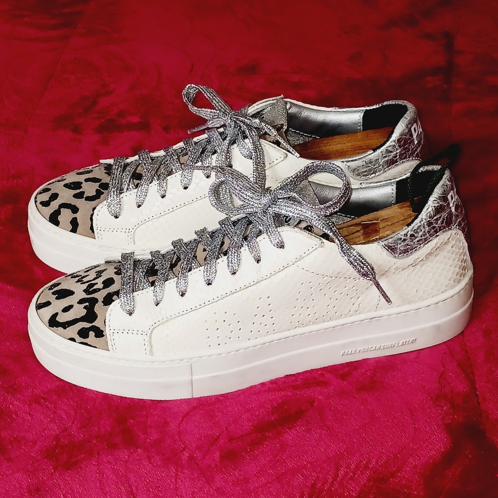 P448 Thea Python Roccia White Leather Platform Shoes Size 40 EU